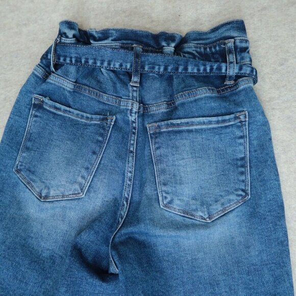 Vervet Plastic Love Stretch Mom Jeans Belted Waistband Seamed Blue Denim Size 25 - Picture 12 of 15